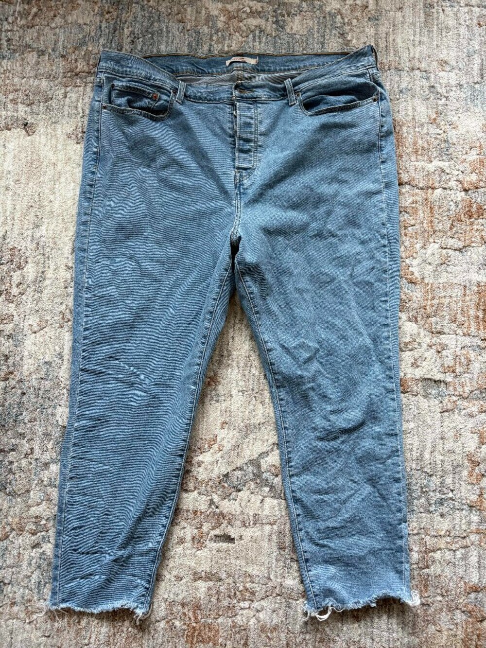 Levi’s Wedgie Skinny 22W Arctic Chill High Rise Raw Hem Cropped Jeans